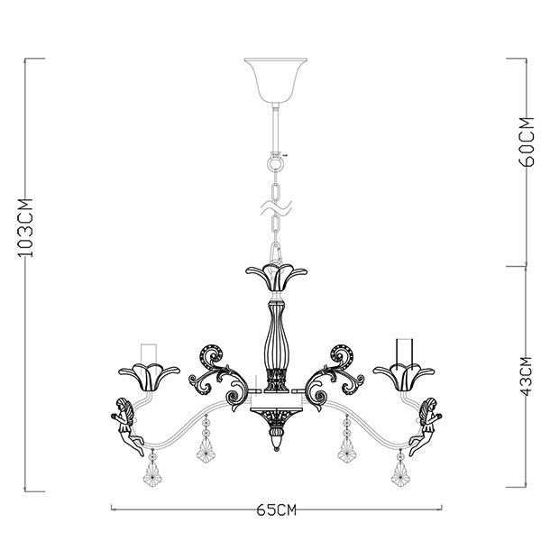 Подвесная люстра Arte Lamp Angelina A5349LM-5WH, арматура белая / прозрачная, 62х62 см - фото 1