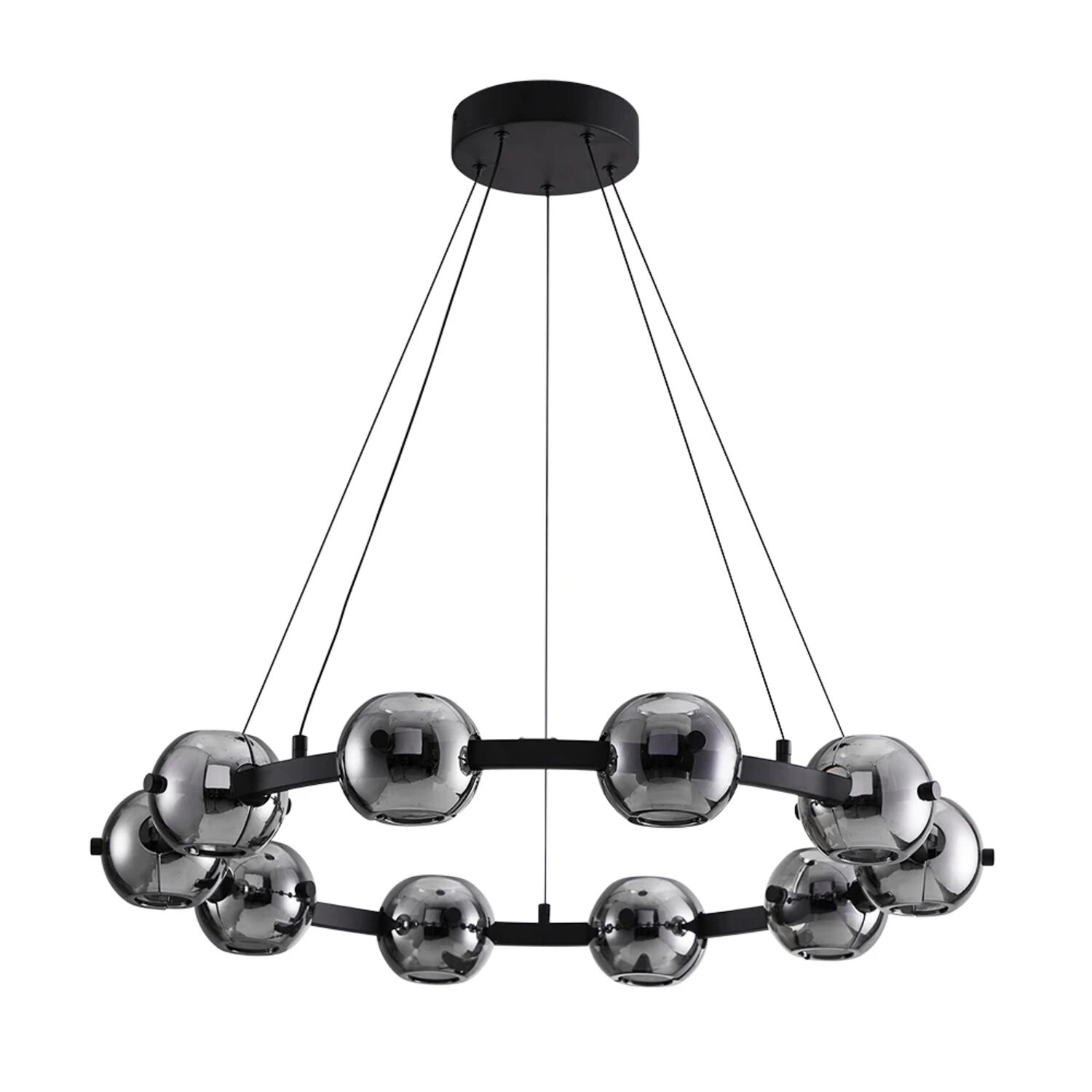 Подвесная люстра Arte Lamp Markab A2471LM-20BK, арматура черный, плафон стекло дымчатое