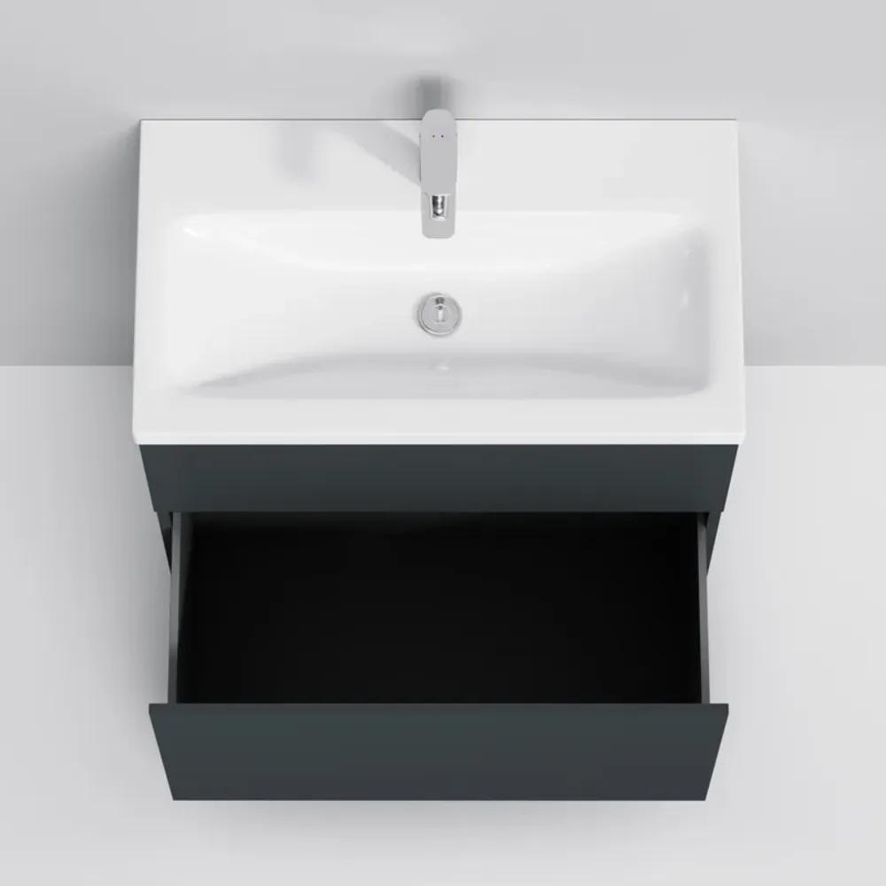 Тумба под раковину AM.PM Gem 75 напольная, 2 ящика, цвет графит матовый - фото 1