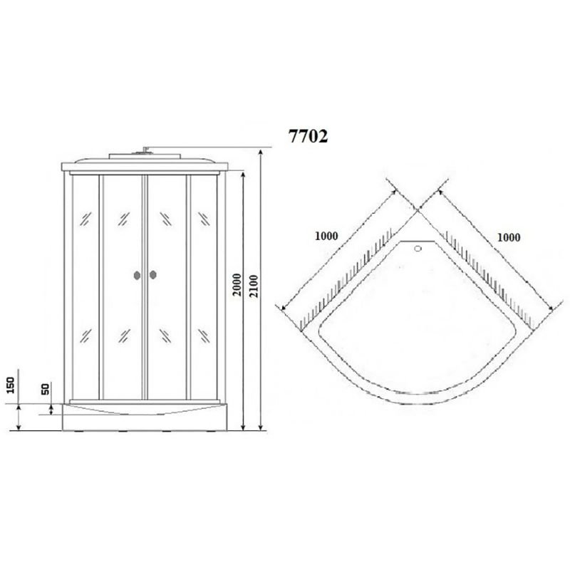 Душевая кабина Niagara Luxe NG-7702W 100x100, стекло прозрачное, профиль серебро, с крышей - фото 1
