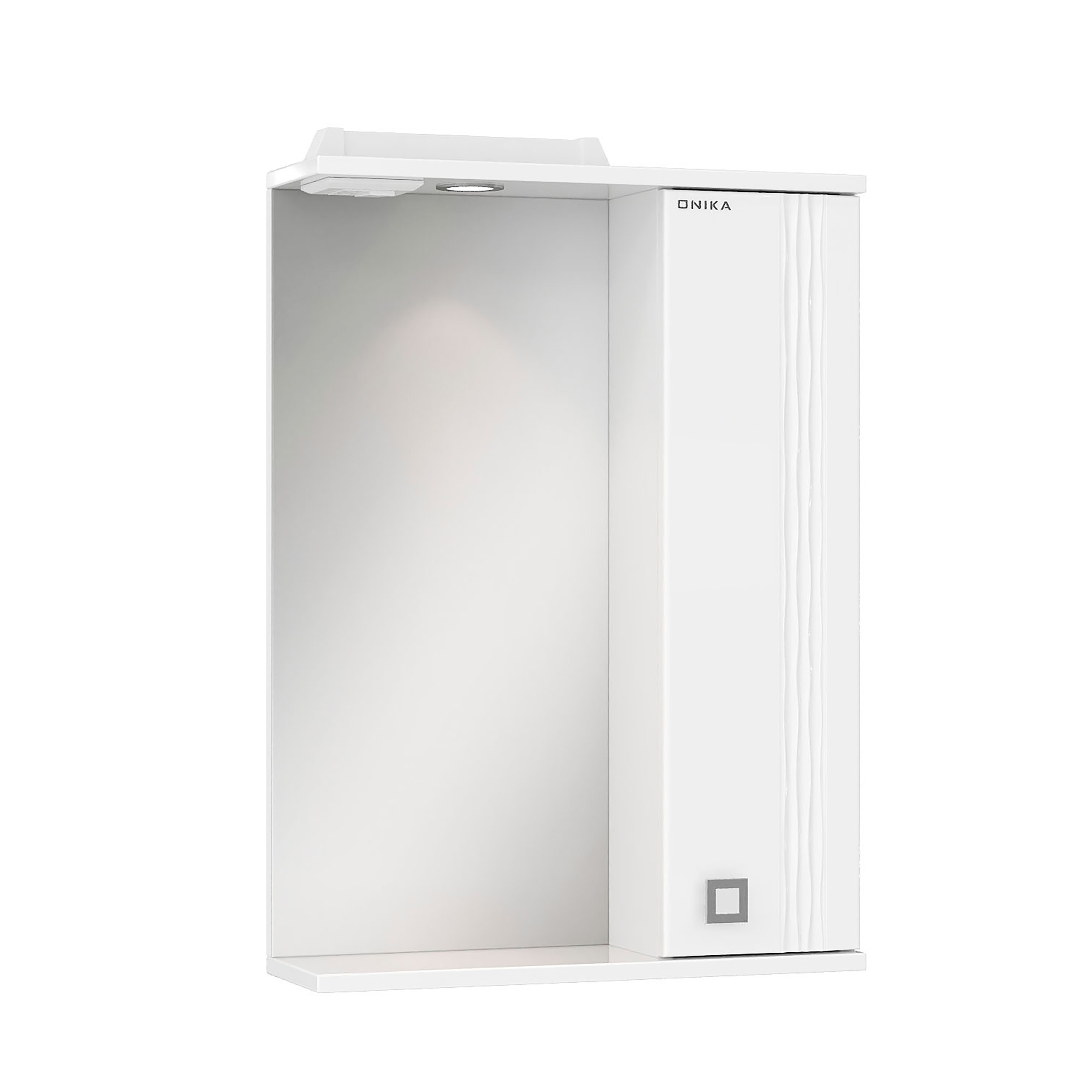 Шкаф-зеркало Оника Лига 52, правый, с подсветкой, цвет белый - фото 1