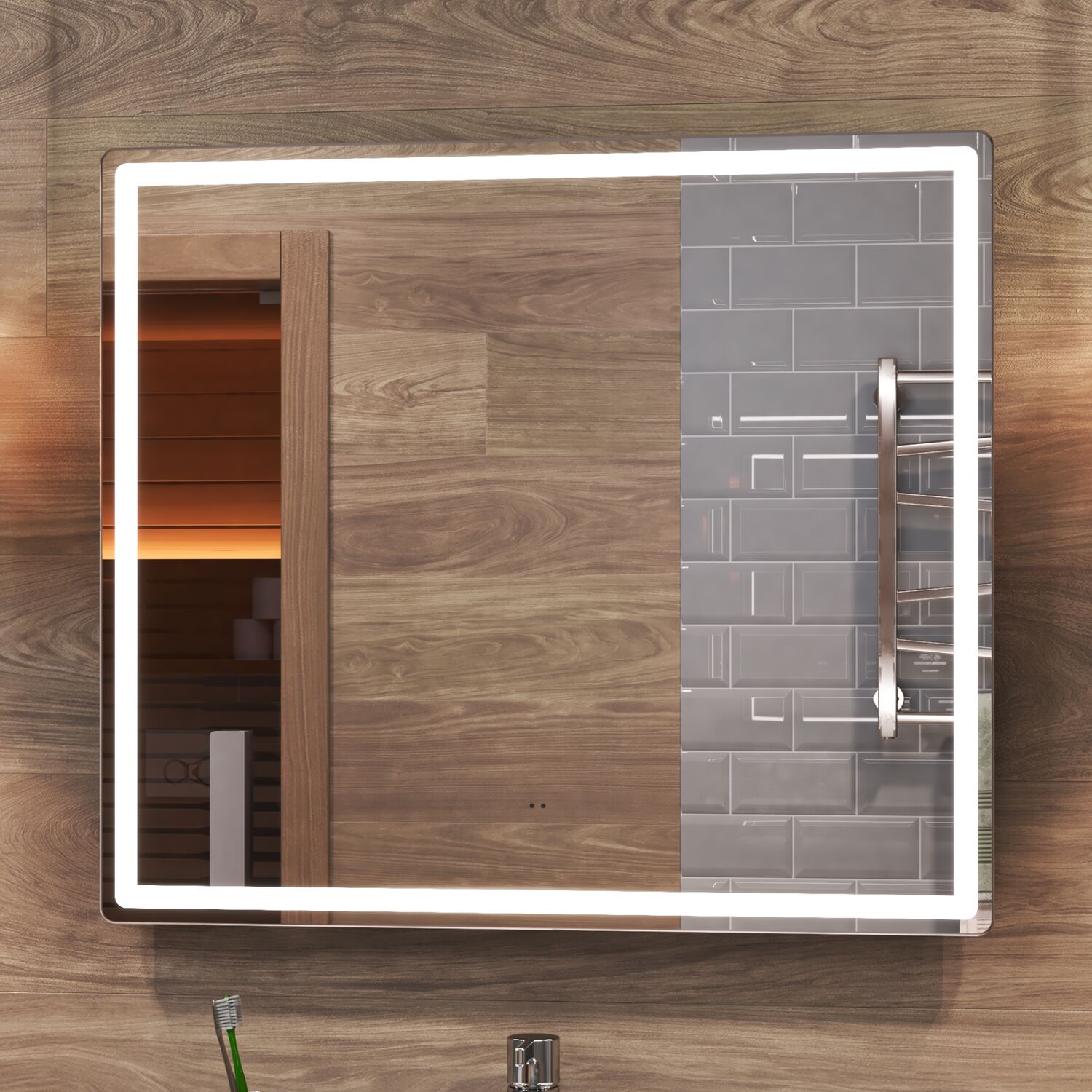 Зеркало Vigo Geometry Comfort 80x70, с подсветкой, функцией антизапотевания