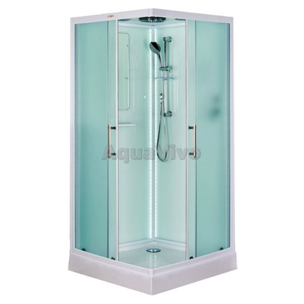 Душевая кабина Esbano ES-L100CKR 100х100, стекло переднее рифленое, заднее белое, профиль белый