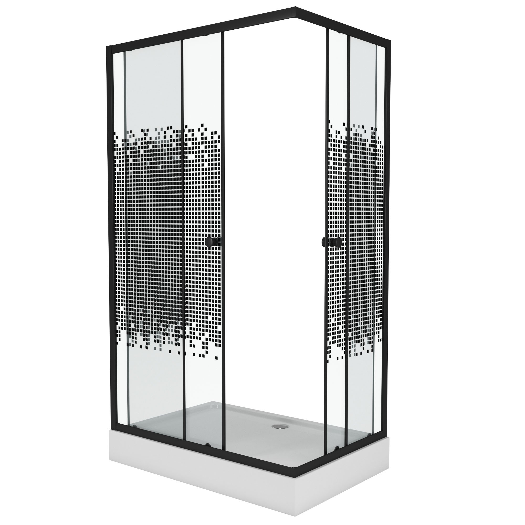 Душевой уголок Niagara Eco NG-012-14Q Black 120х80, с поддоном, стекло мозаика, профиль черный - фото 1