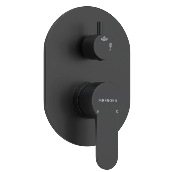 Душевой комплект Berges Ventas 3R Black 073008, встраиваемый, цвет черный матовый - фото 1