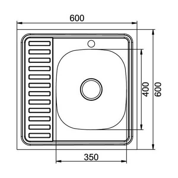 Кухонная мойка Mixline 528019 60x60, с крылом, правая, цвет хром 