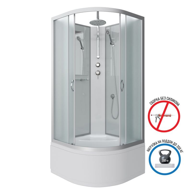 Душевая кабина Niagara Classic NG-2309-14BKT 100x100, стекло матовое, профиль серебро, без крыши - фото 1