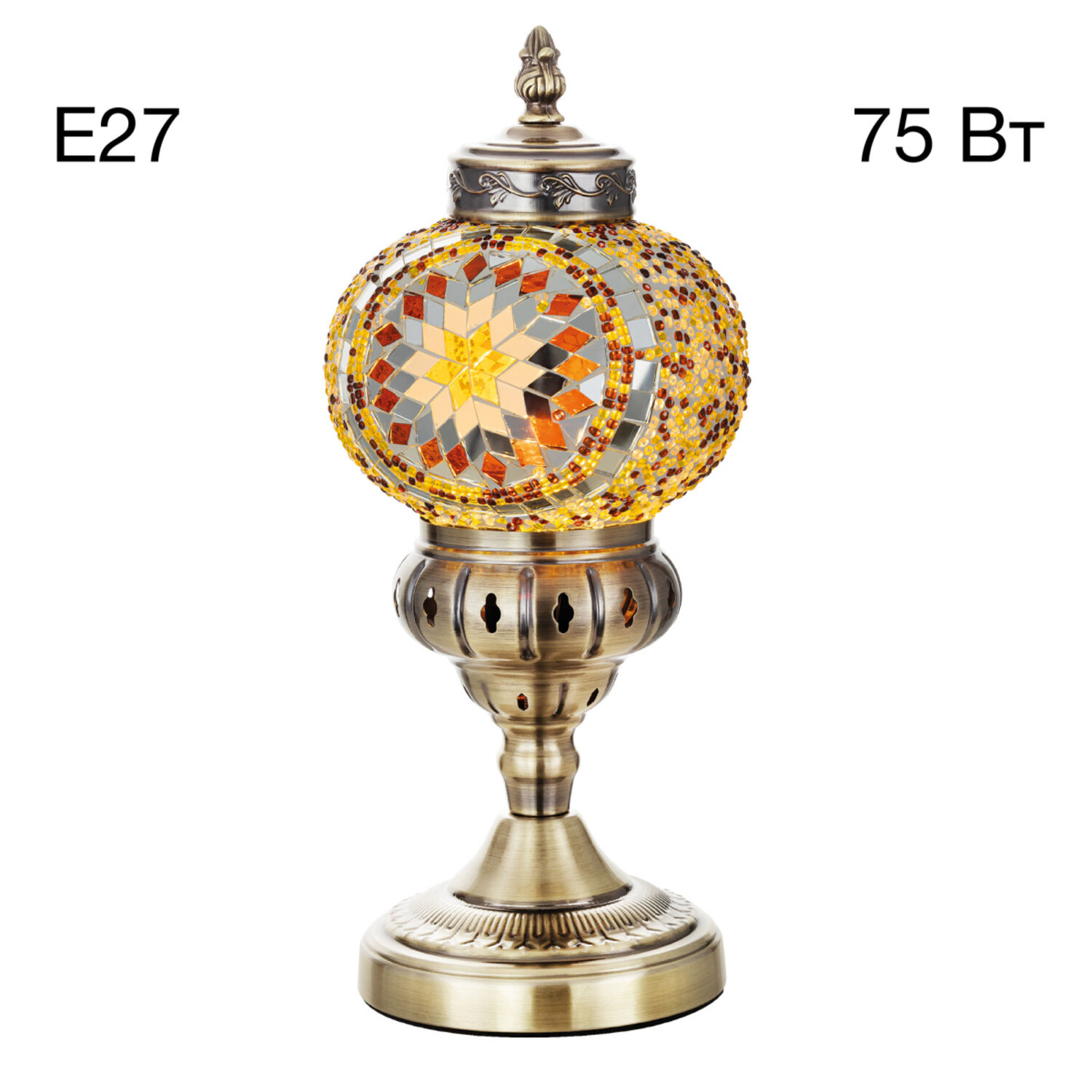 Настольный светильник Citilux Каир CL419815, арматура бронза, плафоны стекло янтарное