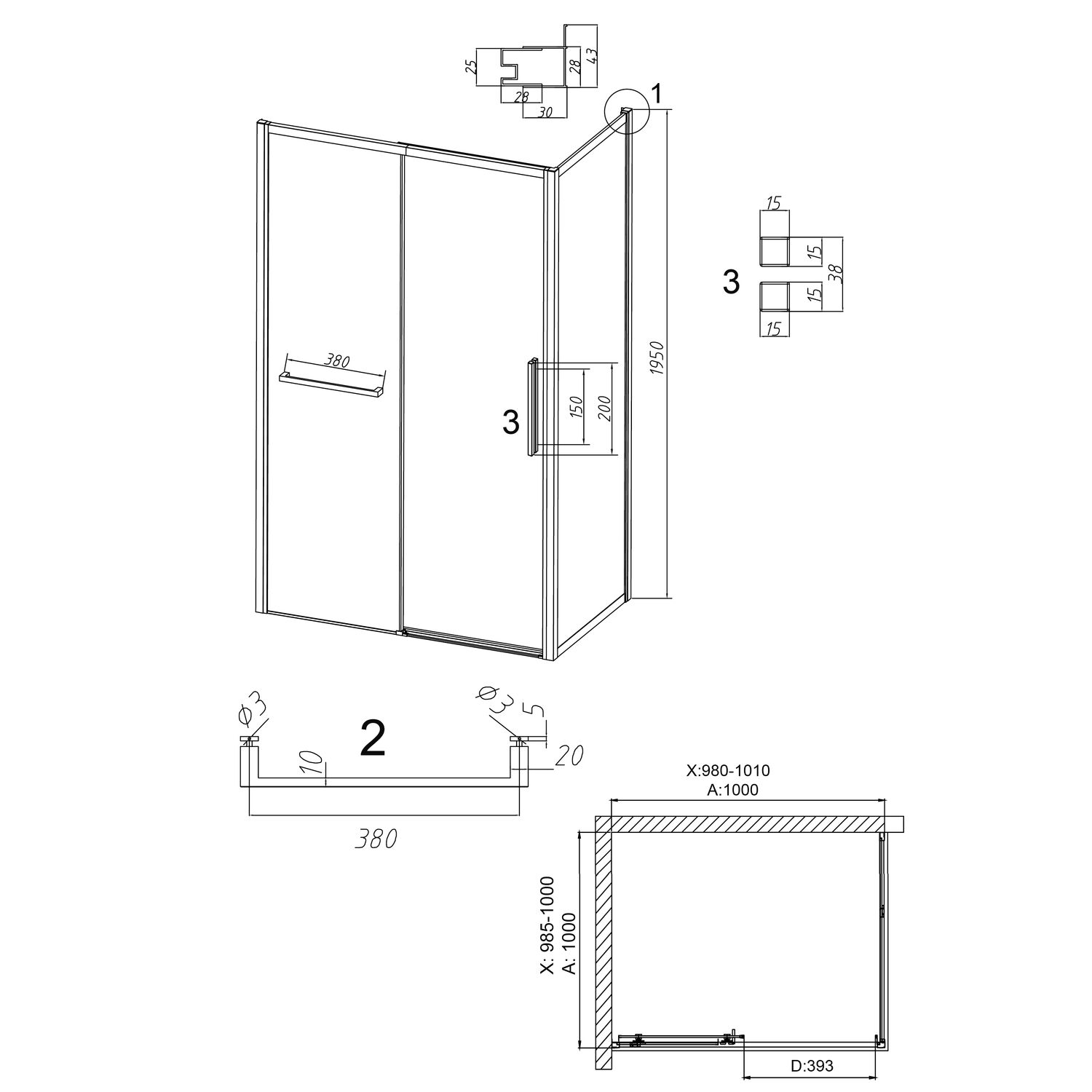 Душевой уголок Grossman Style 100х100, стекло прозрачное, профиль черный матовый - фото 1