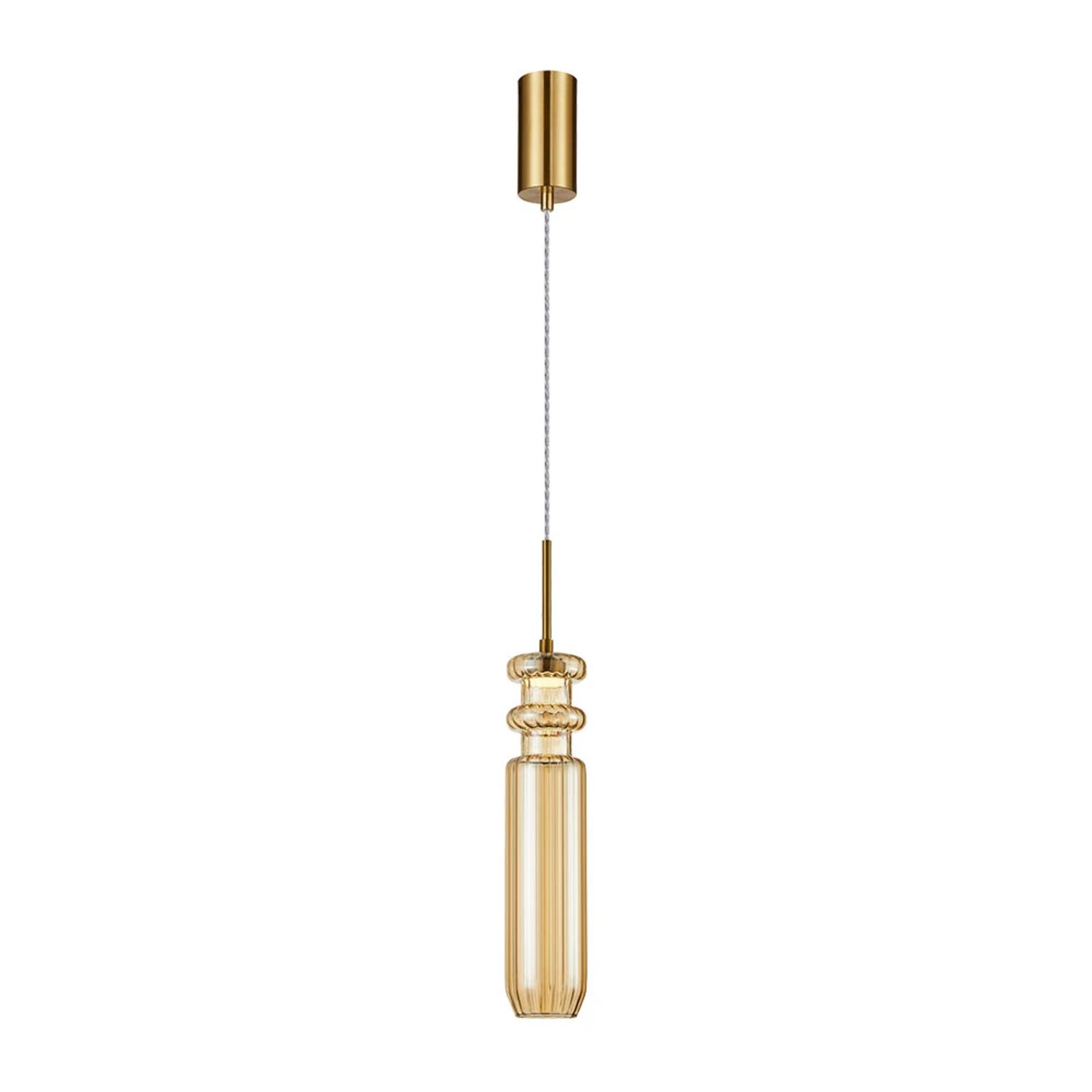 Подвесной светильник Arte Lamp Crystal A2942SP-1PB, арматура латунь, плафон стекло янтарное
