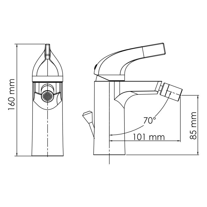 Смеситель WasserKRAFT Sauer 7106 для биде, с донным клапаном, цвет золото