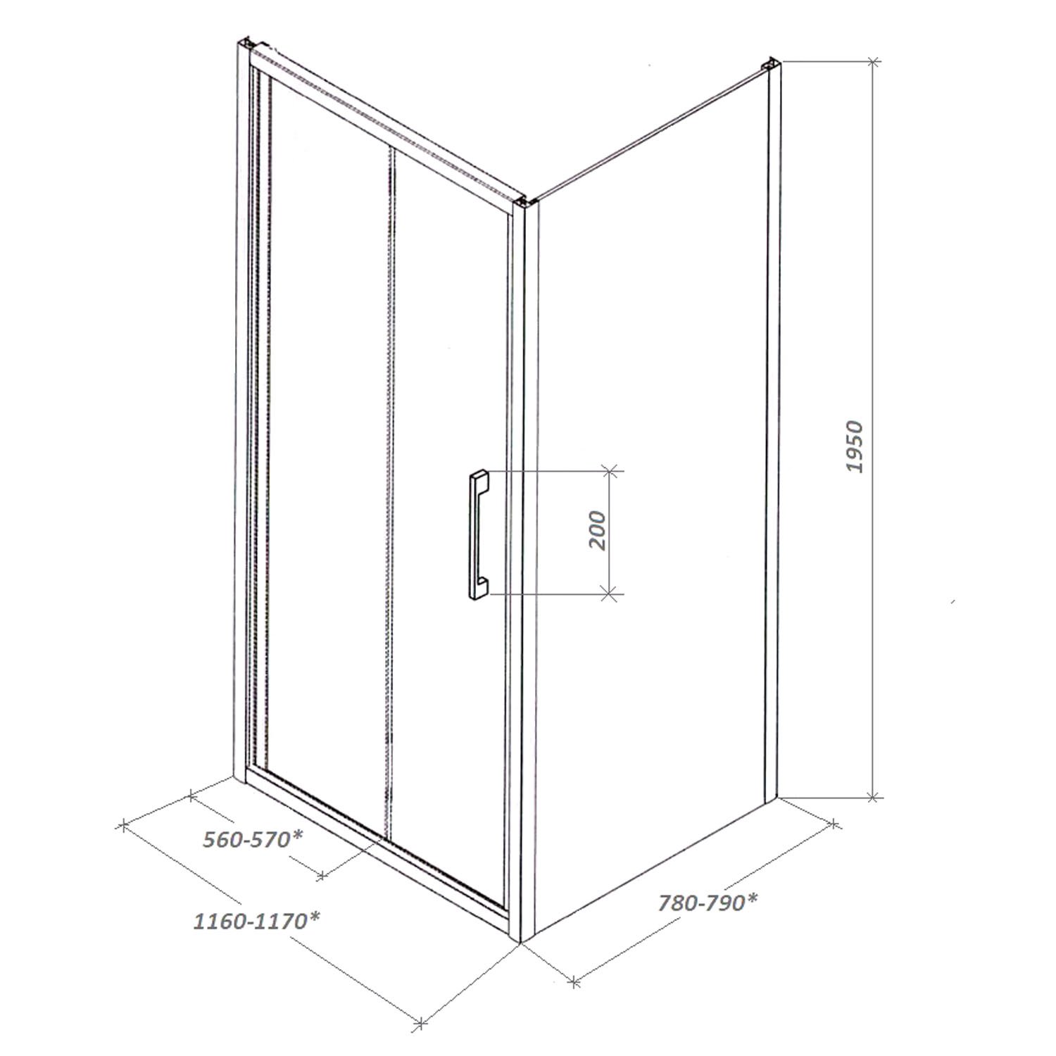 Душевой уголок CeruttiSPA Gloria 120B 120x80, стекло прозрачное, профиль черный матовый - фото 1