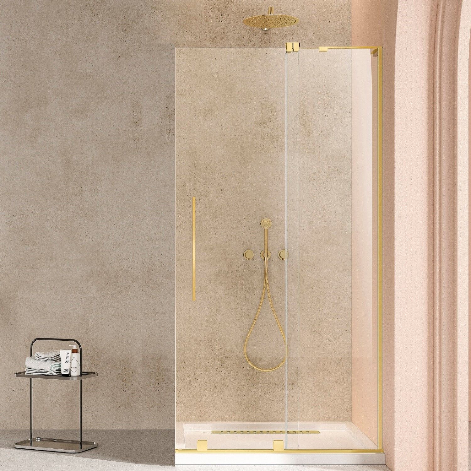 Душевая перегородка Vincea Walk-In VSW-4WSL 120x200, стекло прозрачное, профиль брашированное золото