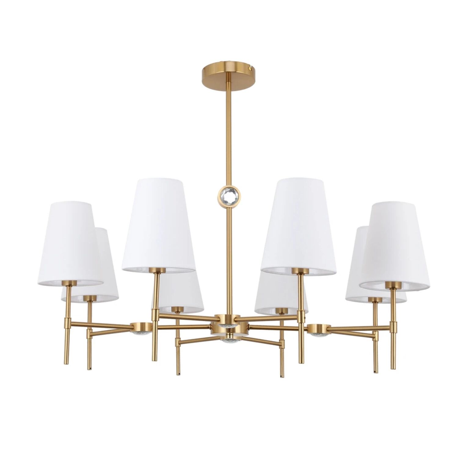 Подвесная люстра Arte Lamp Daniella A4104LM-8PB, арматура полированная медь, плафон ткань белая