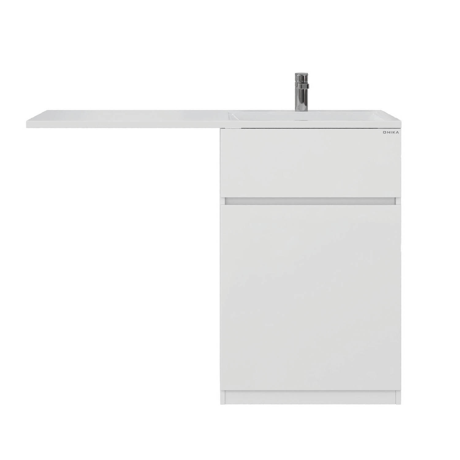 Мебель для ванной Оника Сорго 120, с тумбой 58 см, с бельевой корзиной, цвет белый