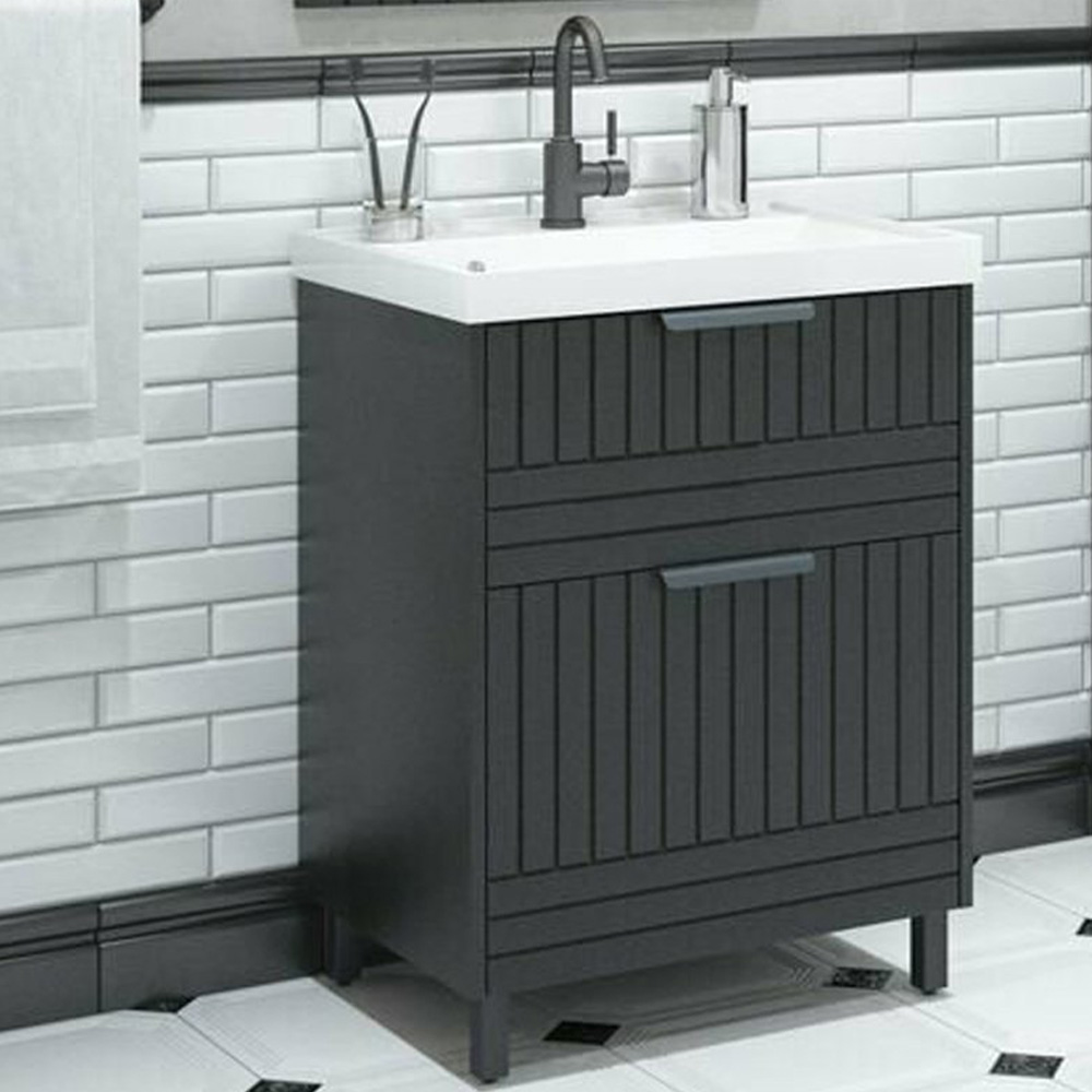 Тумба под раковину Corozo Терра Люкс 60, цвет графит матовый