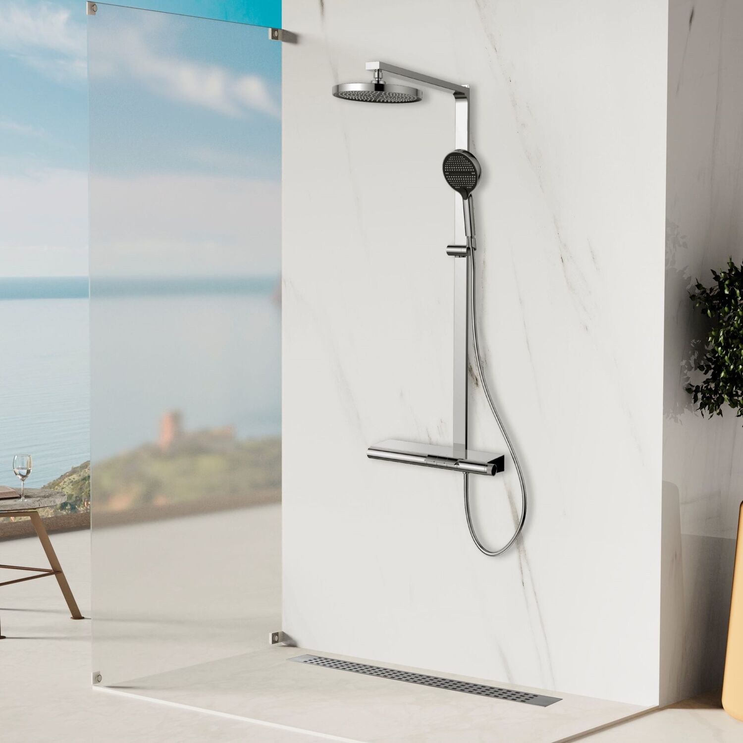 Душевая стойка Vincea Aspire VSFS-4AS1CH, с верхним душем, смесителем, цвет хром - фото 1