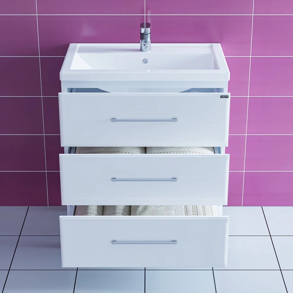 Тумба под раковину Санта Омега 70 напольная, с ящиками, цвет белый - фото 1