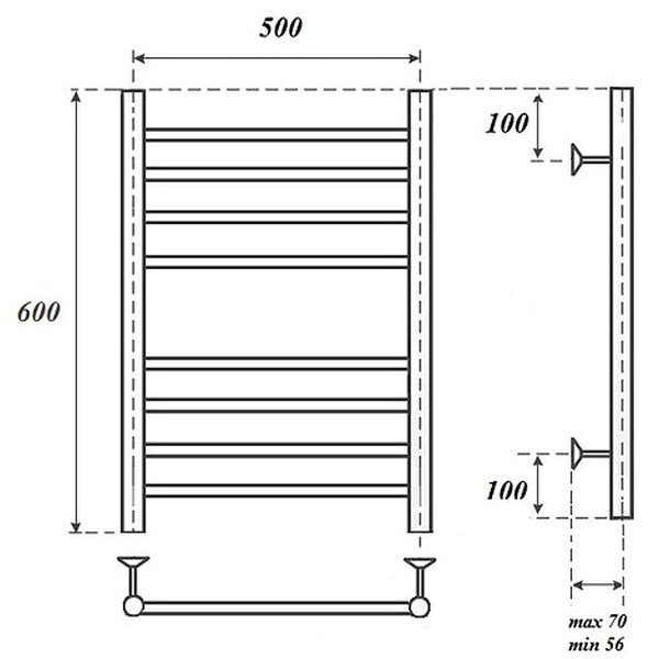 Полотенцесушитель Point П8 50x60 водяной, цвет хром - фото 1