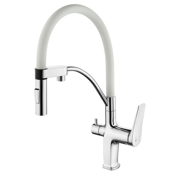 Смеситель Lemark Comfort LM3074C-White для кухни, под фильтр, цвет хром / белый
