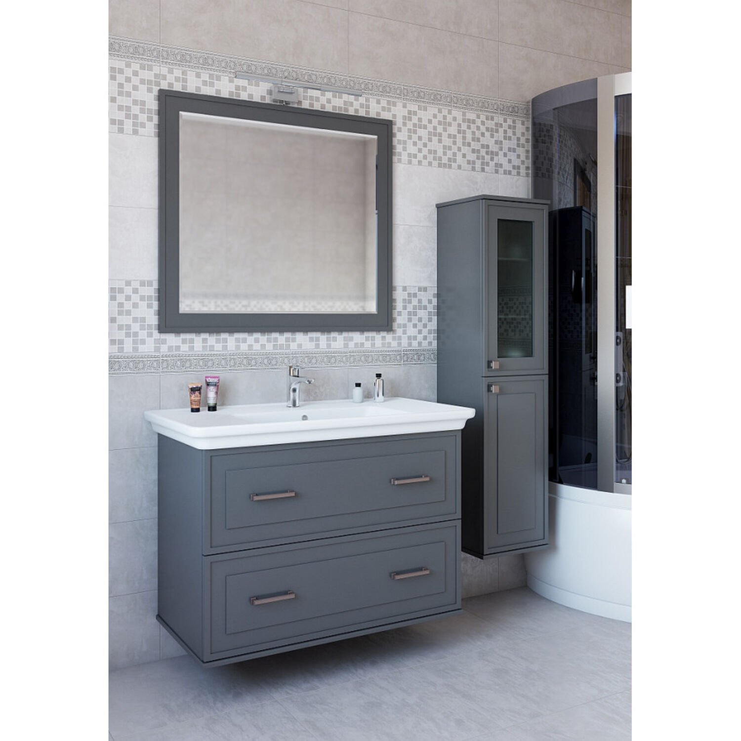 Зеркало Sanflor Модена 105x85, цвет серый - фото 1