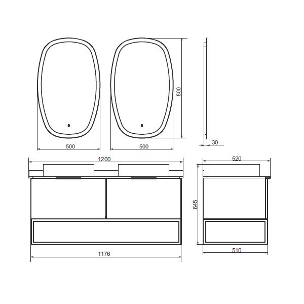 Мебель для ванной Comforty Порто 120-2, цвет дуб темный