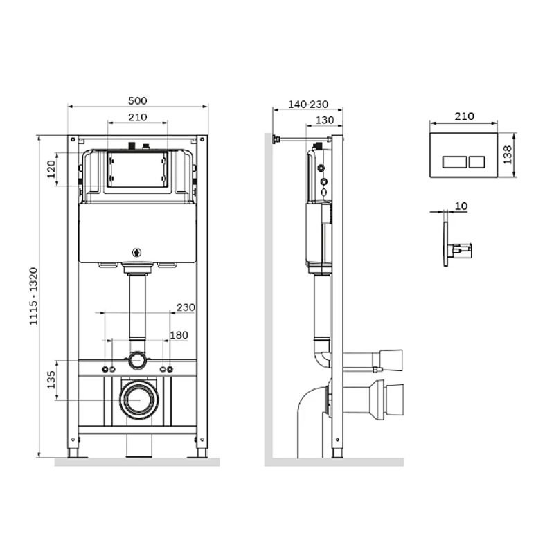 Инсталляция AM.PM Pro I012704.7038 для подвесного унитаза, с черной матовой кнопкой смыва Pro S - фото 1
