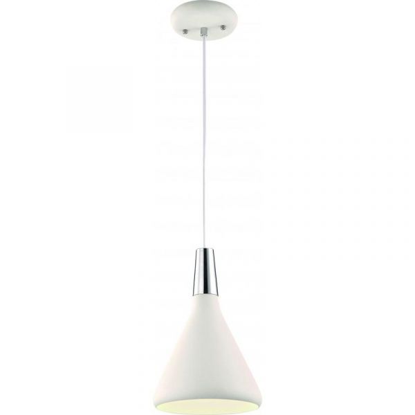 Подвесной светильник Arte Lamp Ciclone A9154SP-1WH, арматура белая / хром, плафон металл белый, 18х18 см