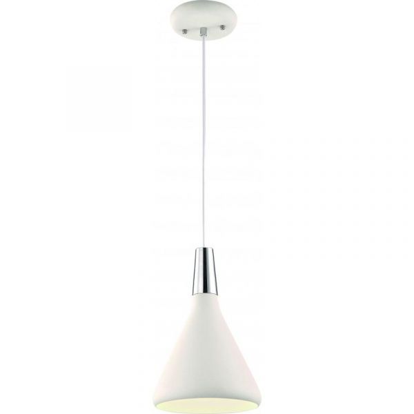 Подвесной светильник Arte Lamp Ciclone A9154SP-1WH, арматура белая / хром, плафон металл белый, 18х18 см