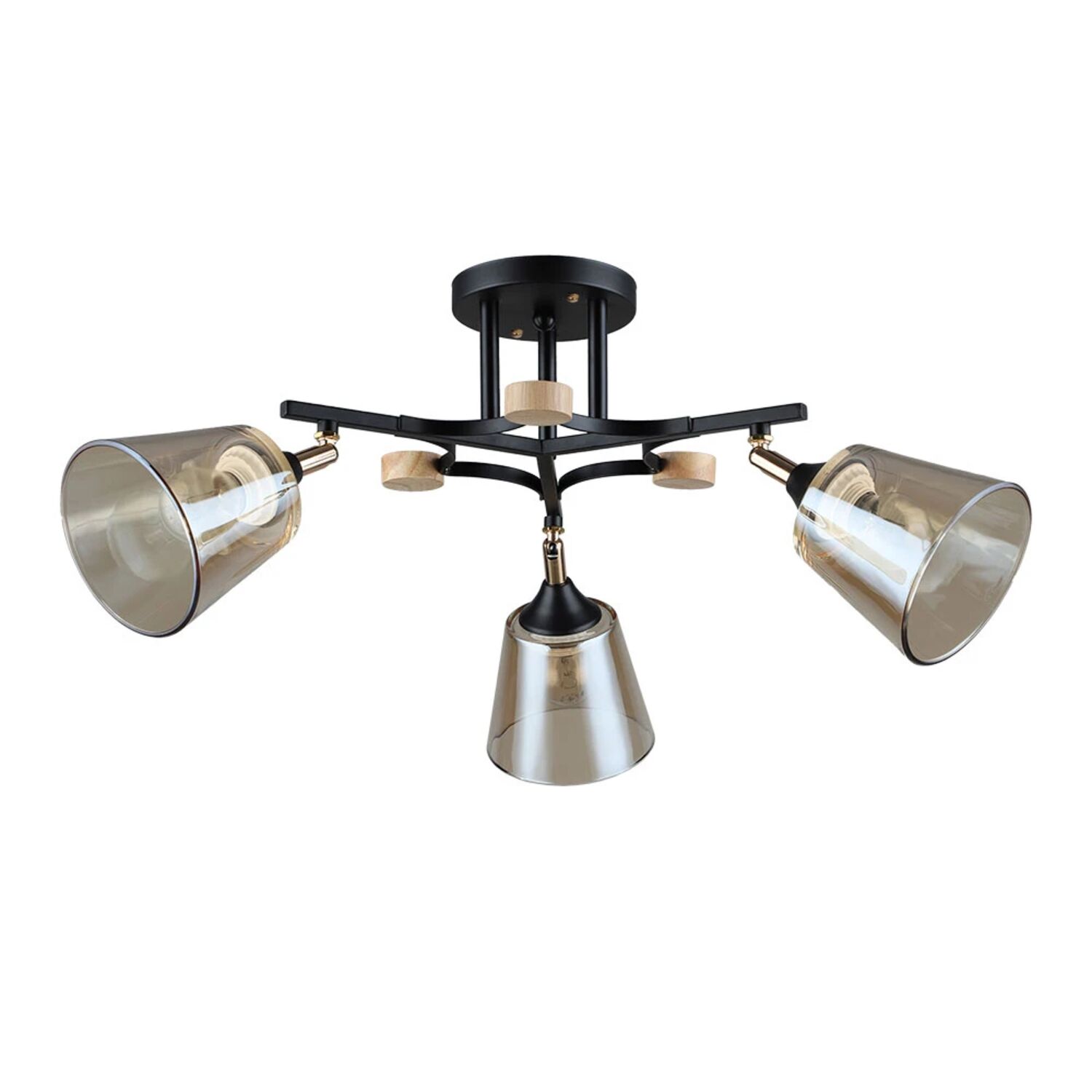 Потолочная люстра Arte Lamp Glassy A5078PL-3BK, арматура черная, плафон стекло янтарное