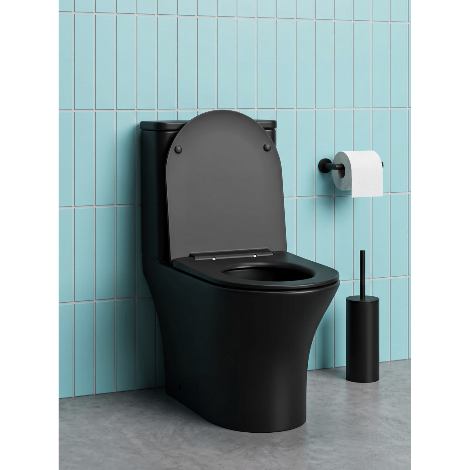 Унитаз Joki Астра T JK2061065MB напольный, безободковый, смыв Торнадо, с сиденьем микролифт, цвет черный матовый