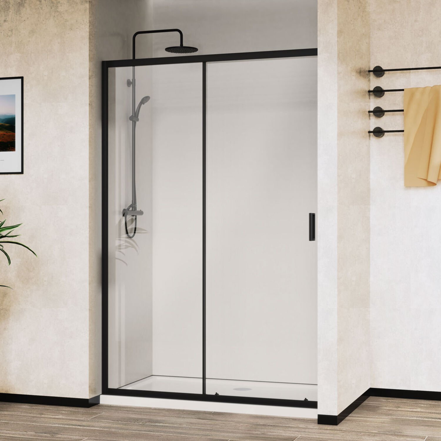 Душевая дверь Vincea City VDS-5CT 120x195, стекло прозрачное, профиль черный - фото 1