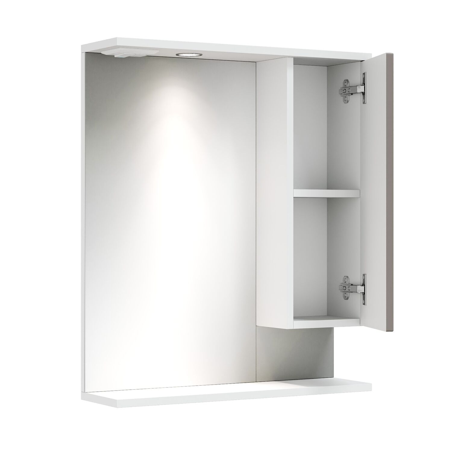 Шкаф-зеркало Оника Марви 60, правый, с подсветкой, цвет белый / мокко - фото 1