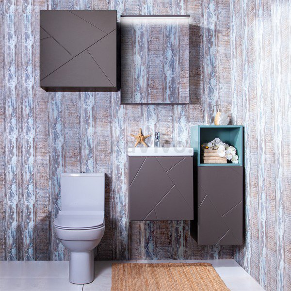 Мебель для ванной Бриклаер Кристалл 50, цвет ясень анкор темный / софт графит