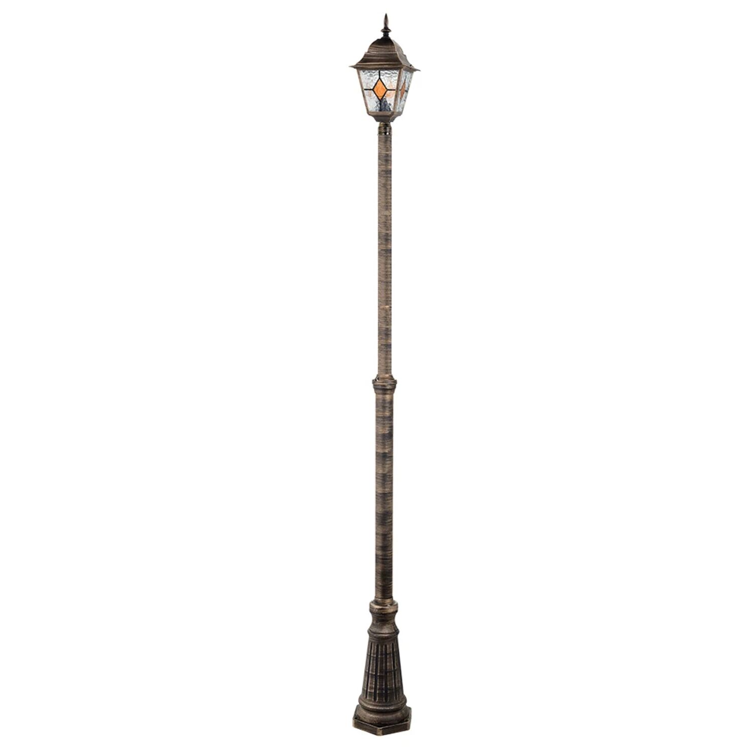 Парковый светильник Arte Lamp Madrid A1542PA-1BN, арматура черная / золото, плафон стекло прозрачное