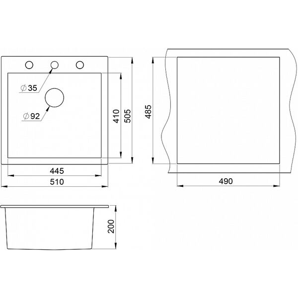 Кухонная мойка Granula GR-5102 BG 51x51, цвет графит