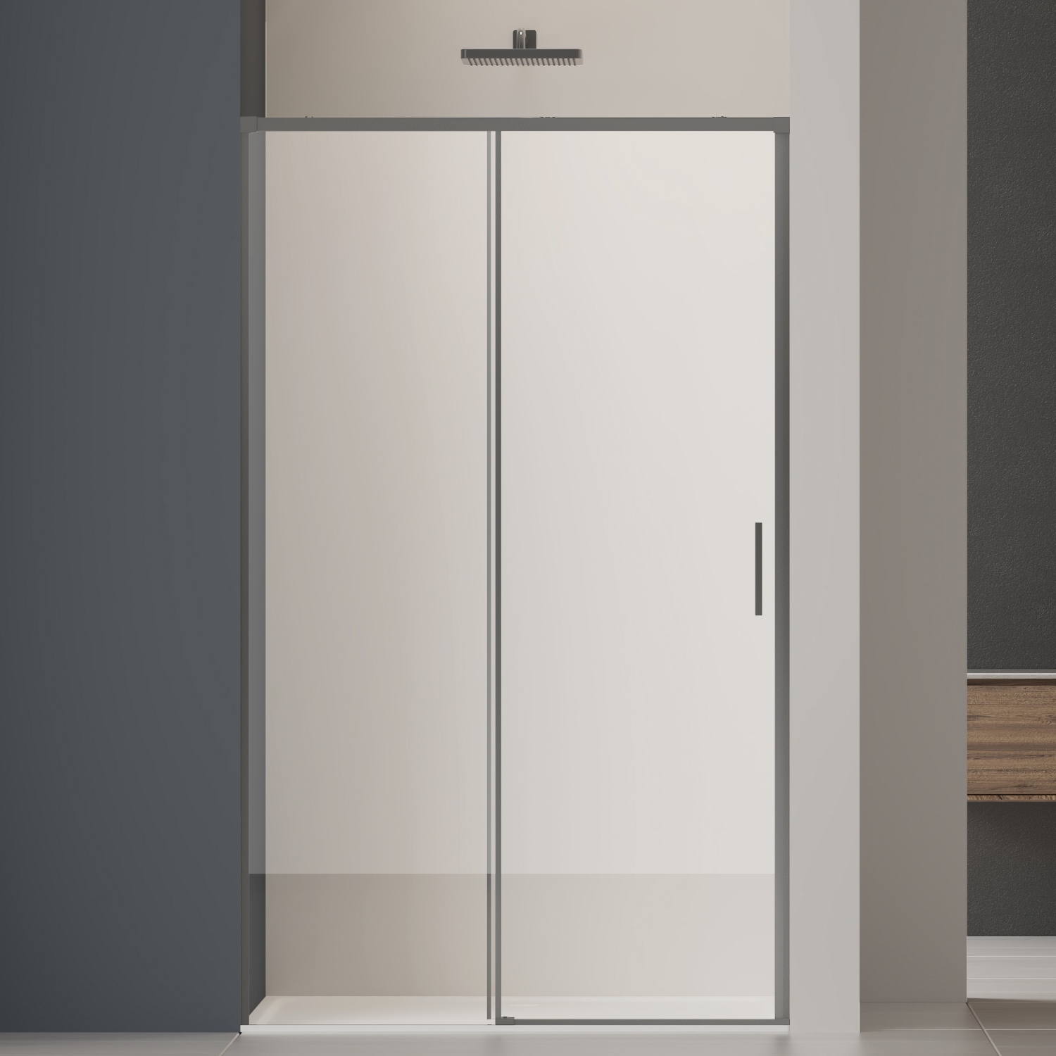 Душевая дверь Vincea Soft 2 VDS-3SO2 140x200, стекло прозрачное, профиль вороненая сталь