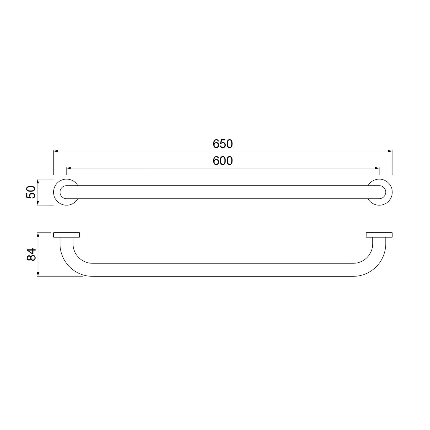 Поручень Акватек AQ4996MB, 65 см, цвет матовый черный