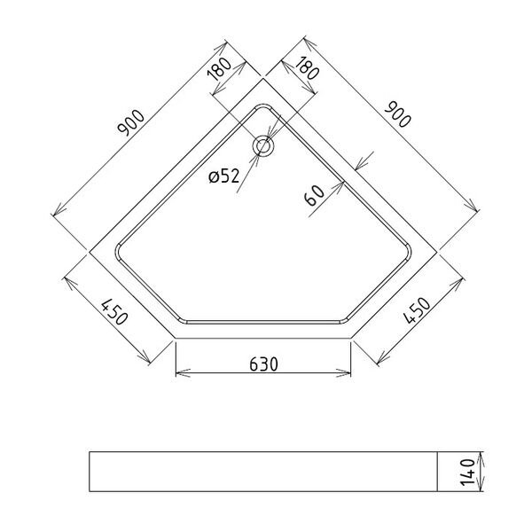 Поддон для душа Gemy ST10T 90x90, акриловый, цвет белый - фото 1