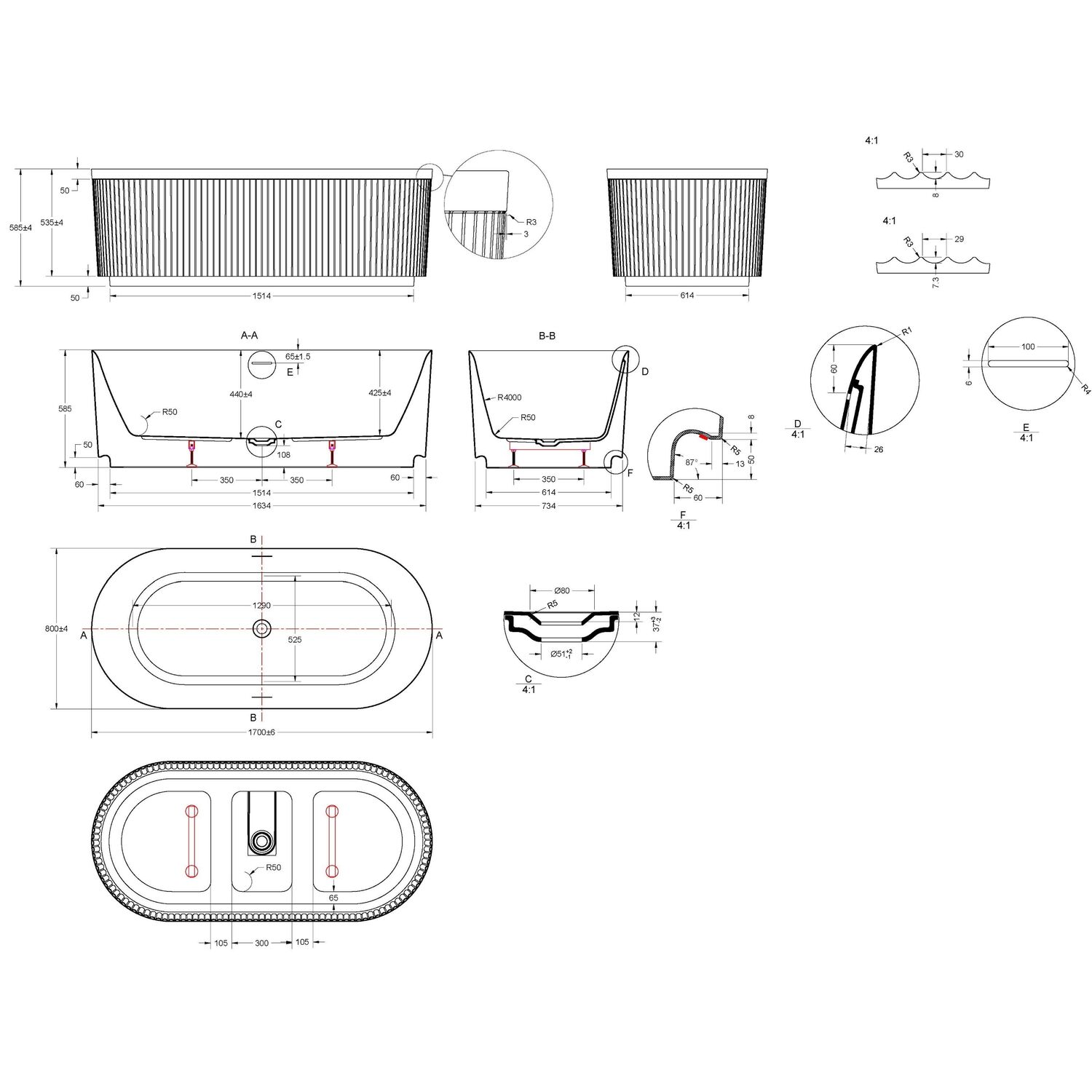 Ванна Vincea VBT-709-1700 170x80 акриловая, цвет белый - фото 1