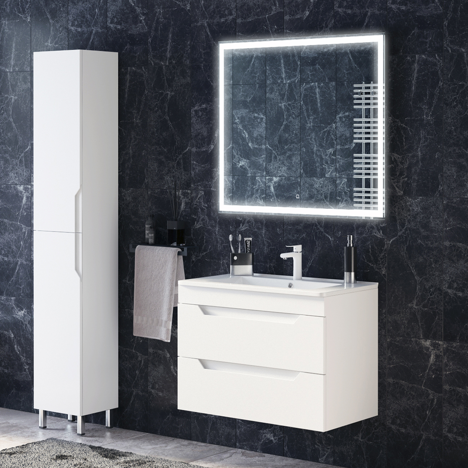 Мебель для ванной Corozo Юта 75, подвесная, цвет белый