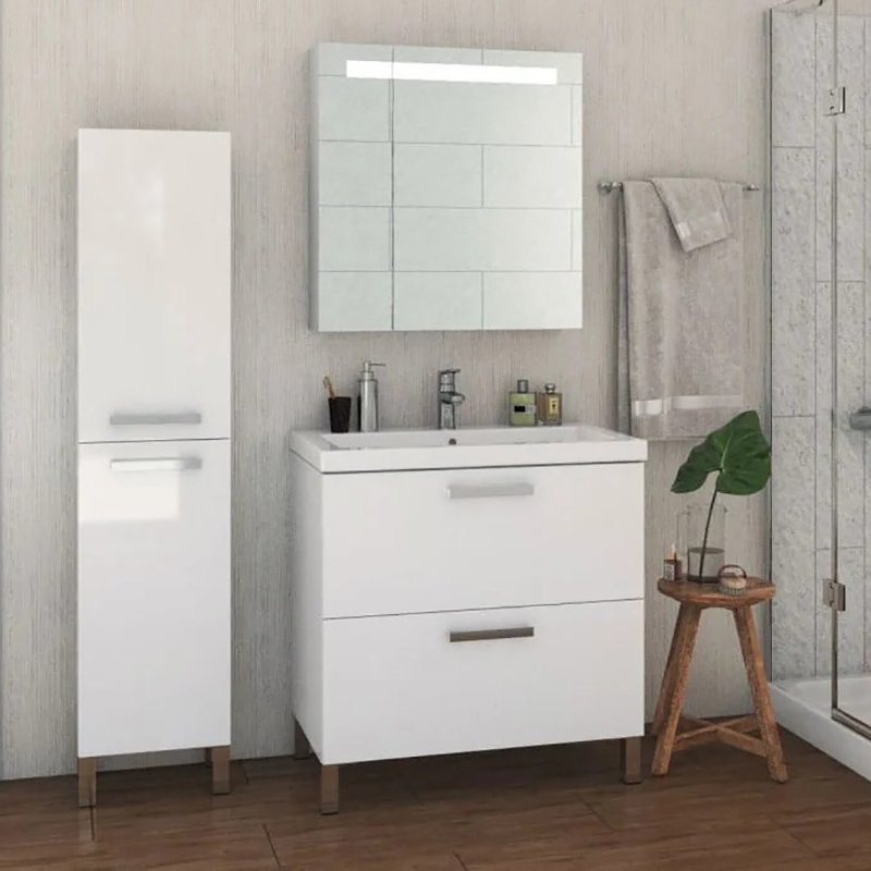 Шкаф-зеркало Cersanit Melar 70, с подсветкой, цвет белый