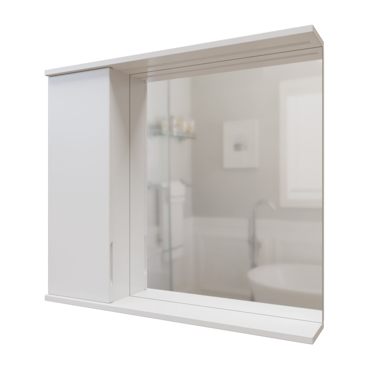 Шкаф-зеркало Mixline Лайн 80, левый, с подсветкой, цвет белый