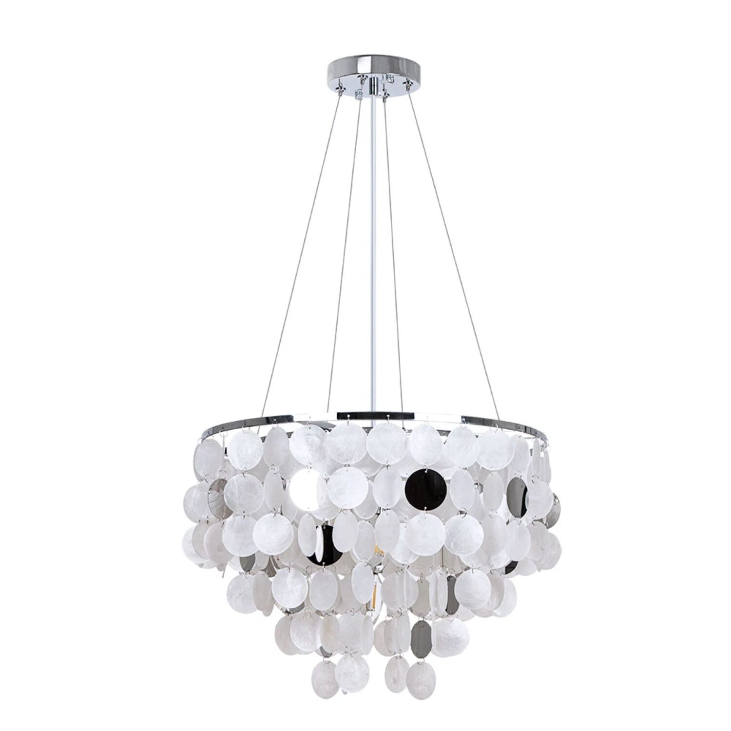 Подвесная люстра Arte Lamp Pipirima A4100LM-6CC, арматура хром, плафон перламутр белый
