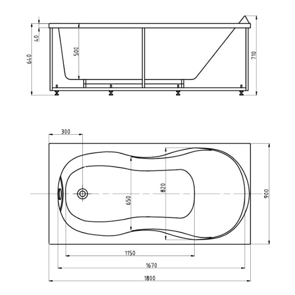 Акриловая ванна Акватек Мартиника 180х90, цвет белый - фото 1