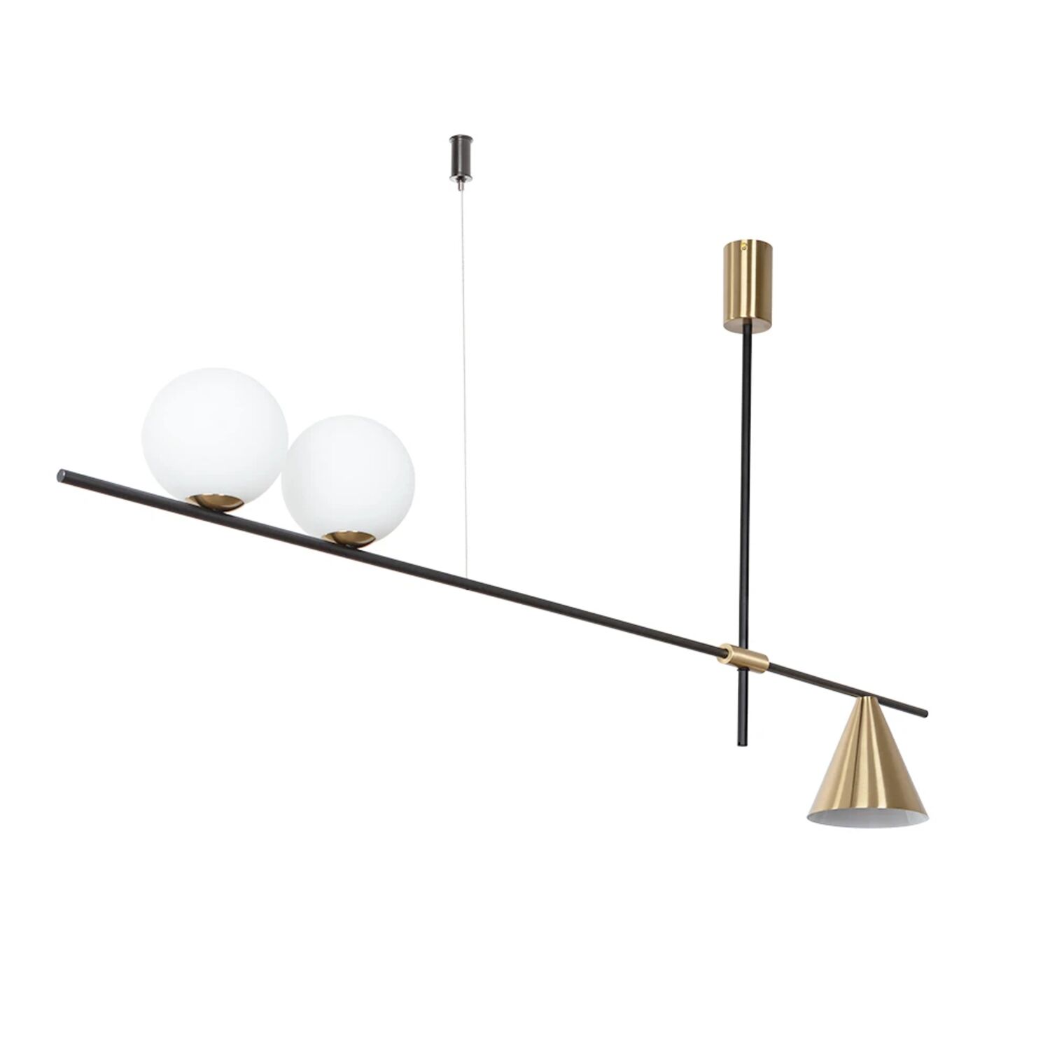 Подвесной светильник Arte Lamp Jacob A7029PL-3BK, арматура черная, плафон металл / стекло полированная медь, белое