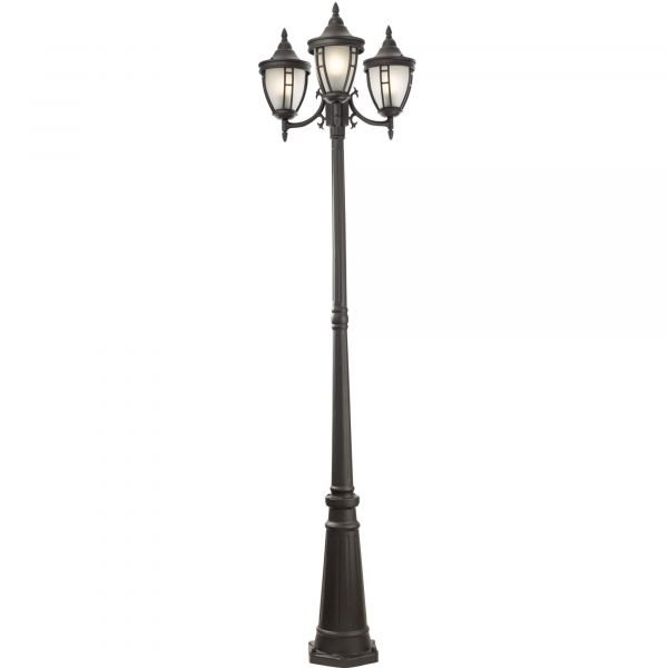 Уличный светильник Maytoni Rivoli O026FL-03B, арматура черная, плафоны стекло / металл прозрачный / черный
