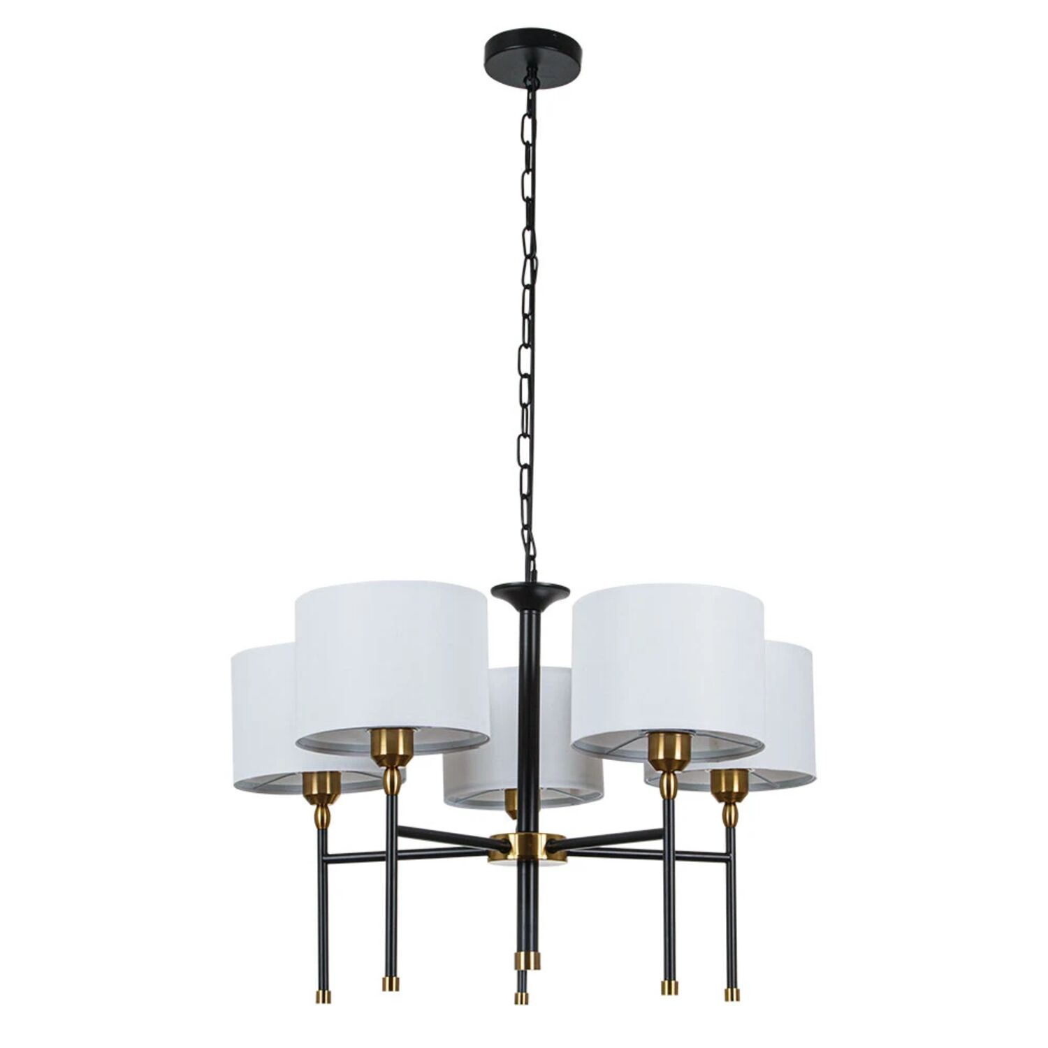 Подвесная люстра Arte Lamp Jamie A4090LM-5BK, арматура черный, плафон ткань белая