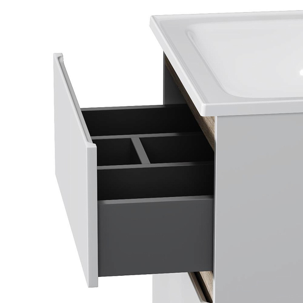 Тумба под раковину AM.PM X-Joy 60 напольная, цвет белый глянец/дерево