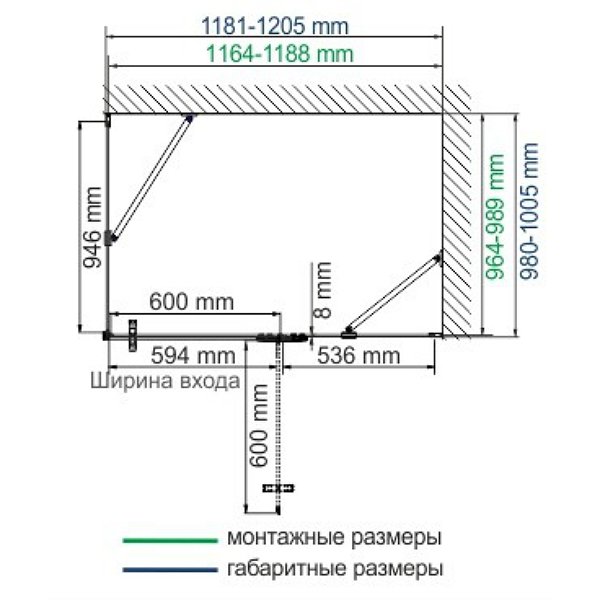 Душевой уголок WasserKRAFT Aller WasserSchutz 10H10L BLACK MATT 120x100 левый, стекло прозрачное, профиль серебристый